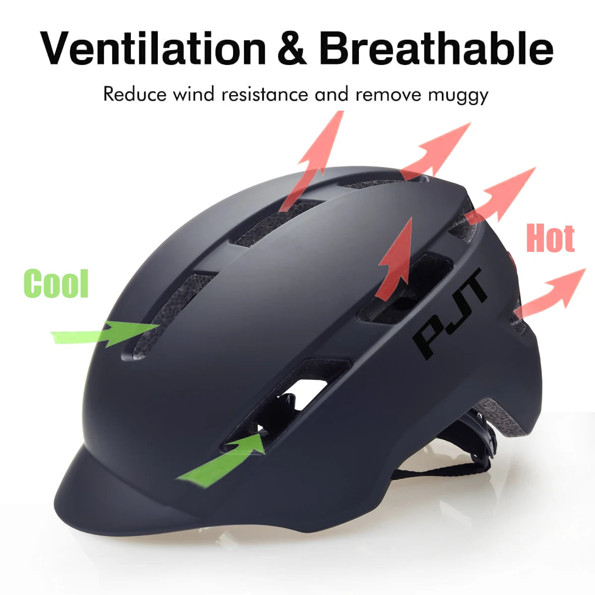 PJT New Cycling Helmet In-Mold Mountain Road USB Rechargeable