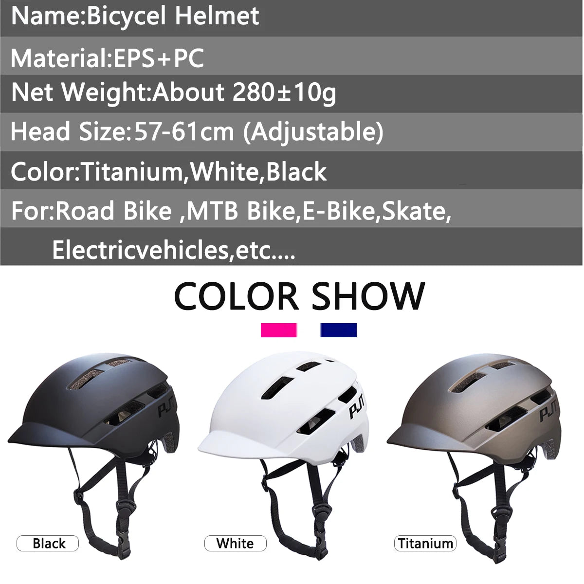 PJT New Cycling Helmet In-Mold Mountain Road USB Rechargeable