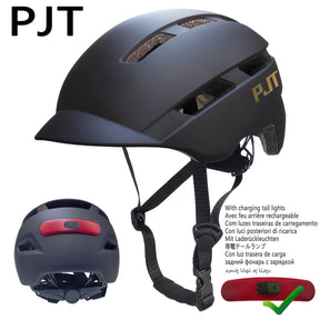 PJT New Cycling Helmet In-Mold Mountain Road USB Rechargeable